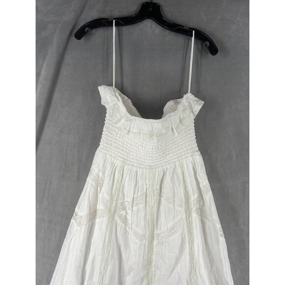 Free People Hi Hello Stocked Lace Trim Midi Dress Size Medium White Strapless - Picture 8 of 12